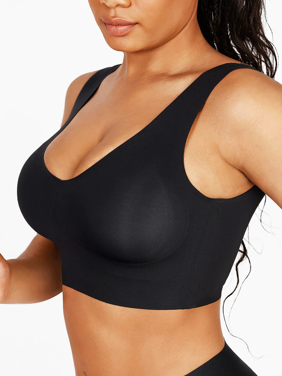 Lingerie for Party Seamless V Neck Crop Top Bra 38C Lift Up Air Bra Fabric  Seamless Ribbed Sports Bra Light Support Sp
