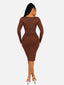 Seamless Square Neck Long Sleeve Shaper Dress