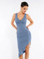 Seamless Sleeveless Irregular Ruffled Hem Waist and Abdomen Shaping Dress