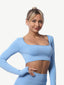 Wholesale Seamless Knitting Yoga Gymwear Suits with Long Sleeves and Pants