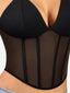 Wholesale Deep V-Neck Mesh Corset Sport Tank Top