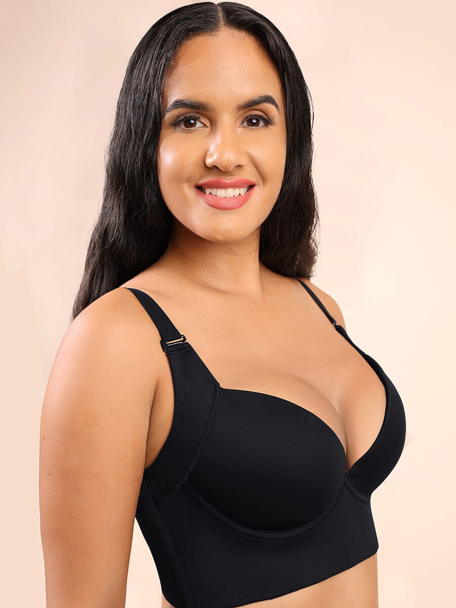 TMGONE Fashion Deep Cup Bra Hides Back Fat Diva New Look Bra With Shapewear  Incorporated， Black， 38A 