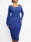 Square-neck Long-sleeve Bodycon Built-in Shapewear Dress