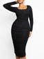 Wholesale Square-neck Long-sleeve Bodycon Tummy control Dress