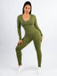 Wholesale Deep V-neck High Stretchy Seamless Tummy Control Jumpsuit