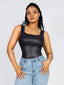 Faux Leather Square Comfy elastic Tummy Control Bodysuit