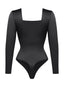 Wholesale Square Neck Long Sleeve Sleek Thong Bodysuit