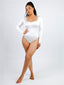 Wholesale Square Neck Long Sleeve Sleek Thong Bodysuit