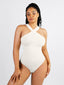 Wholesale Seamless Crossover Halter Thong Bodysuit