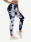 Wholesale Adorable Deep Blue Tie-Dyed Yoga Leggings Ankle Length Nice Quality