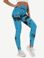 Wholesale Adorable Deep Blue Tie-Dyed Yoga Leggings Ankle Length Nice Quality