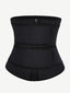 Black Plus Size Latex Double Belt Waist Trainer 7 Steel Bones Compression