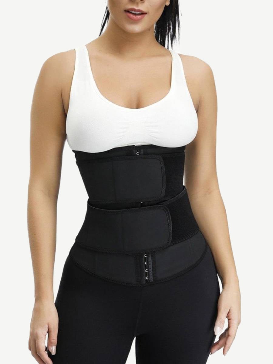 Latex - Waist Trainer Zipper 7 steel bones (long length) firm control Black  - Miracle Shapers